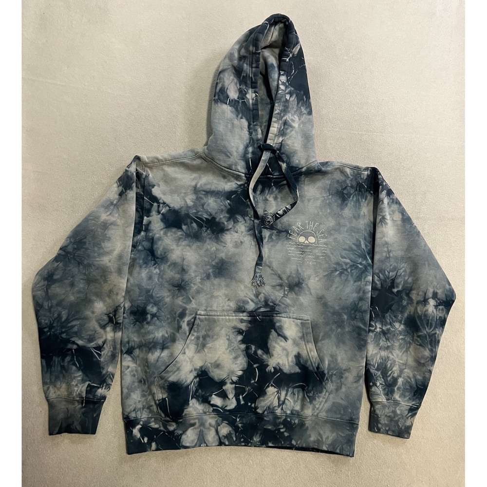 Roark Fear The Sea Tie Dye Hoodie Men's Size Small Blue Cotton Pullover Beach